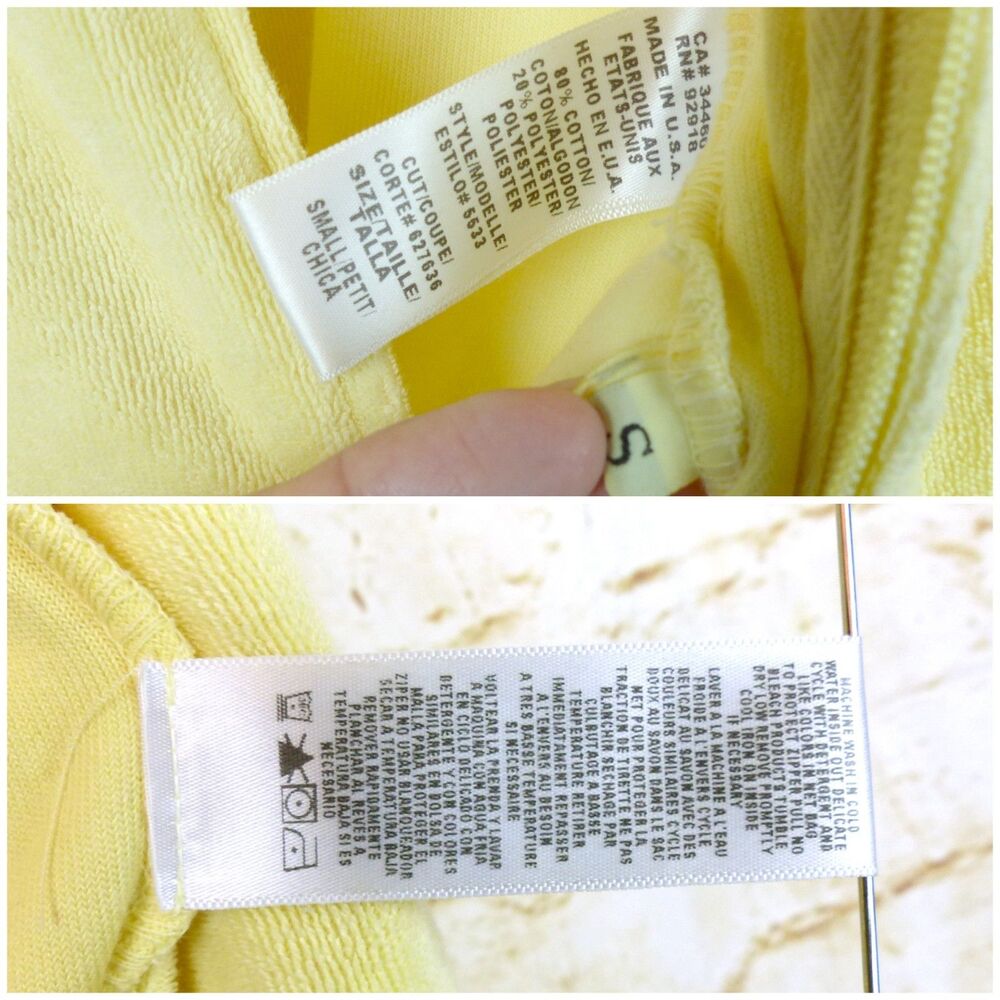 Juicy Couture Y2K Terrycloth Romper Womens S Yellow Hooded Lounge Made USA - Picture 11 of 13